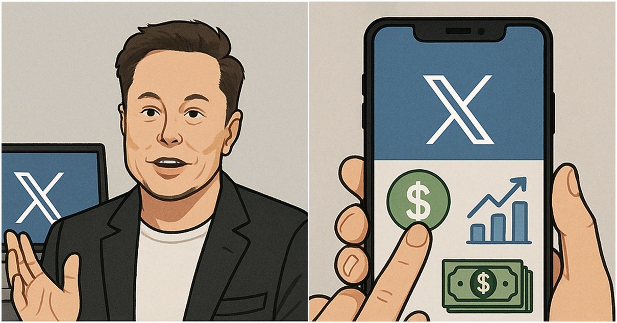 일론 머스크(Elon Musk)가 이끄는 소셜미디어 플랫폼 엑스(X)의 결제 및 투자 기능 관련 이미지