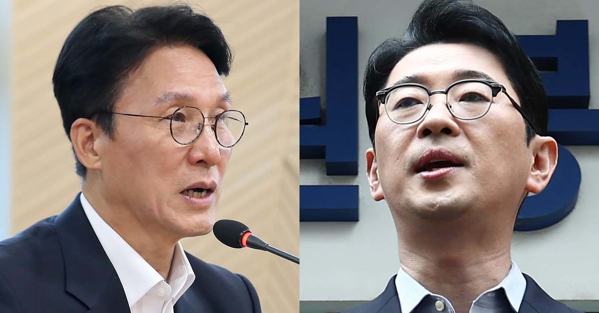 김민석(왼쪽) 국무총리 후보자와 주진우 국민의힘 의원. / 뉴스1