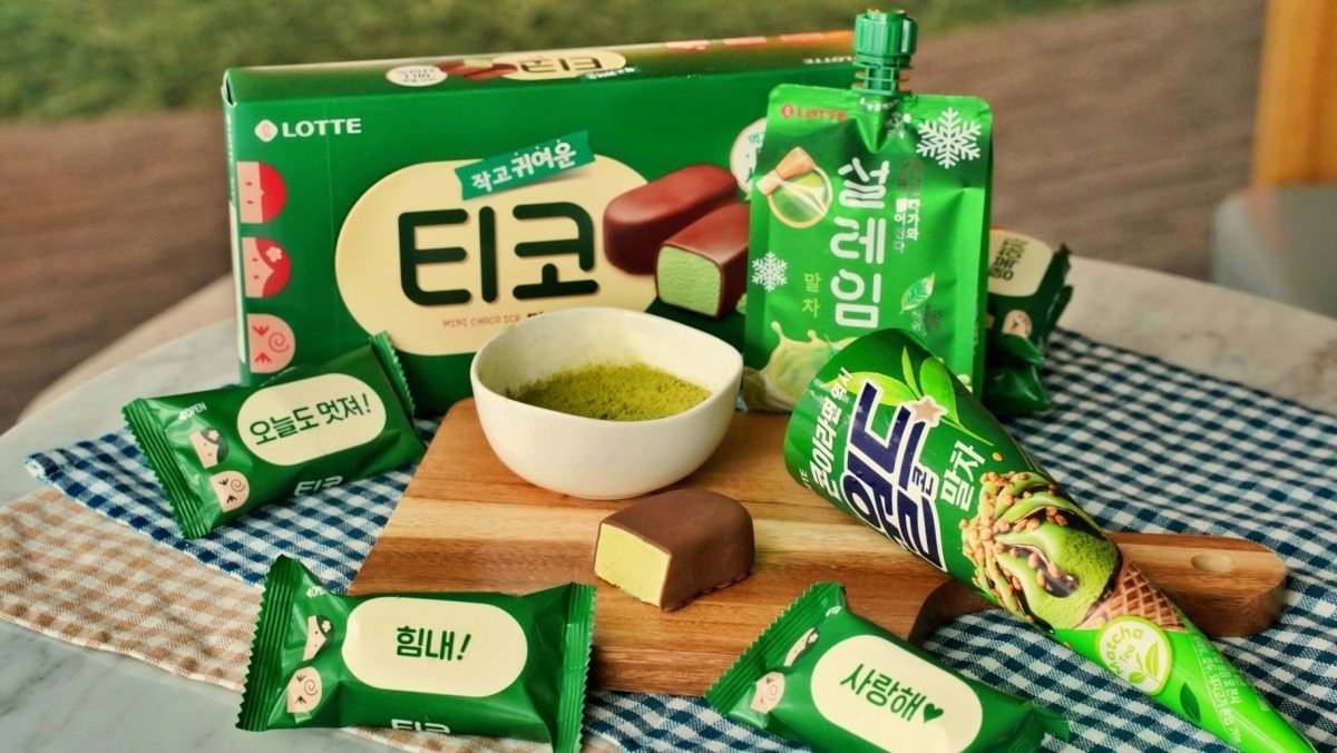 롯데웰푸드 말차맛 빙과 신제품 3종 연출 이미지. / 롯데웰푸드 제공