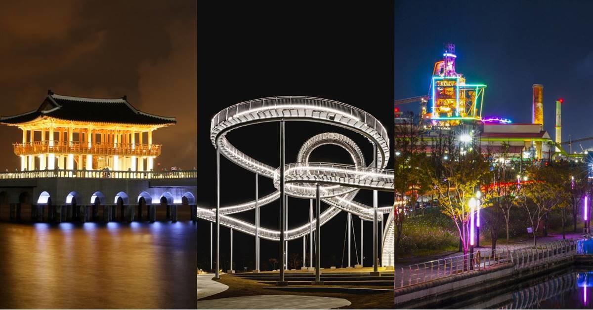 (왼쪽부터) 영일대 해상누각 야경, 스페이스워크, 포항운하관 야경/포항시
