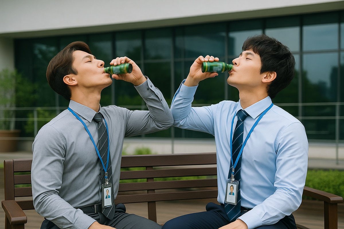 숙취해소제를 마시는 모습 / 위키트리