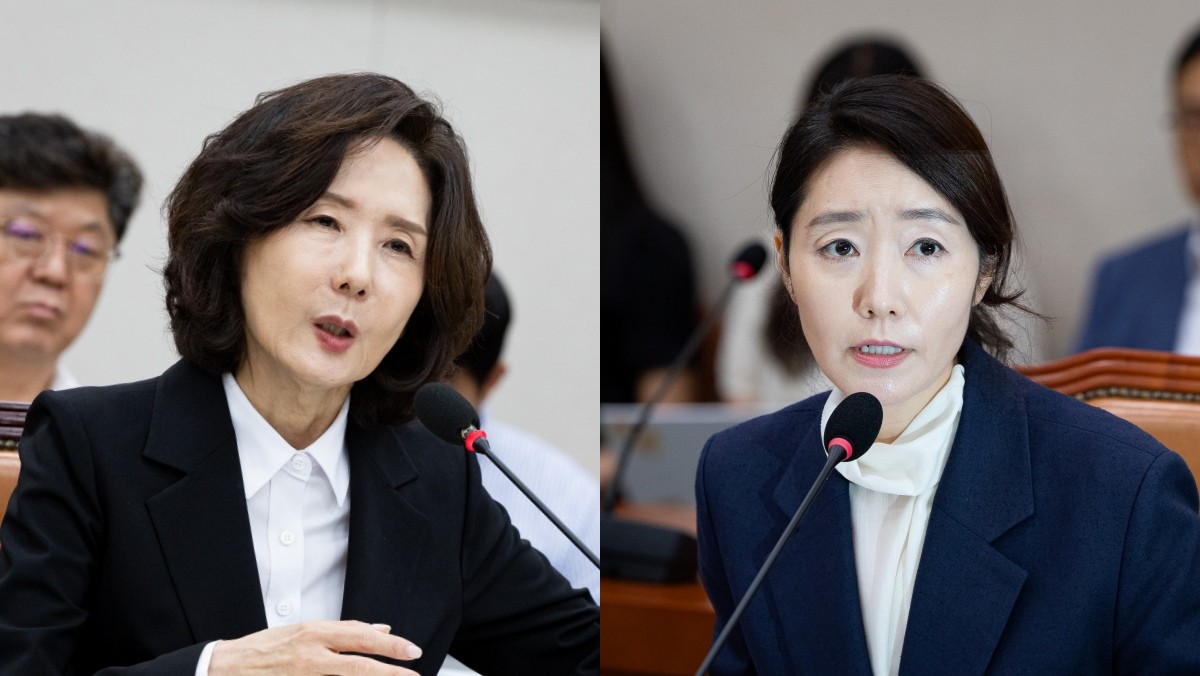 이진숙(왼쪽) 교육부 장관 후보자와 강선우 여성가족부 장관 후보자 / 뉴스1