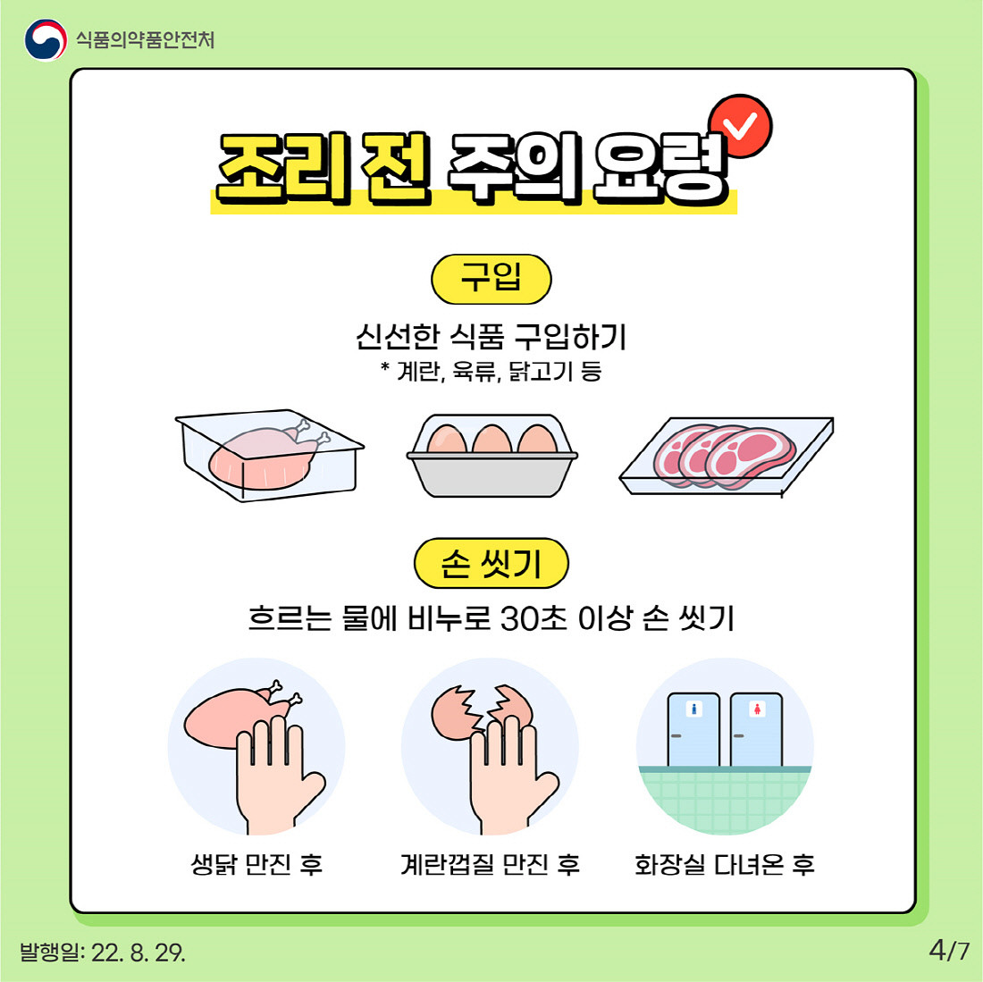 살모넬라 식중독 주의 요령. / 식품의약품안전처 제공