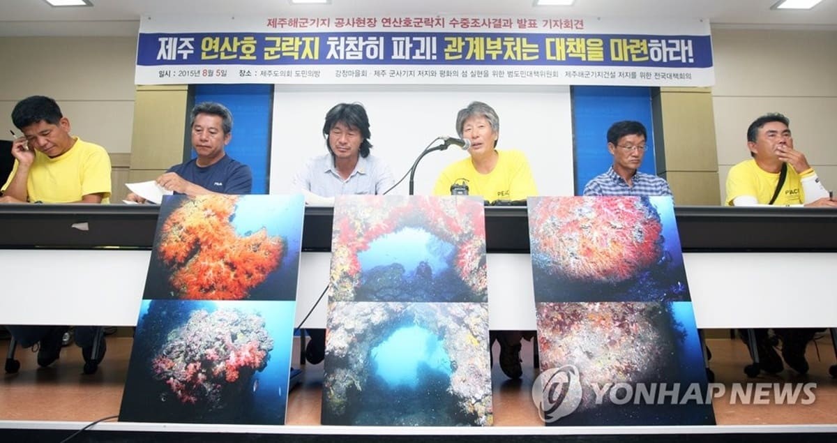 2015년 8월 강정 앞바다 연산호 조사 결과 발표 / 연합뉴스