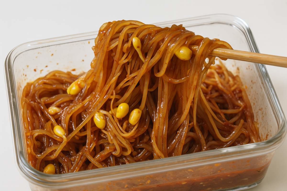 전자레인지로 만든 초간단 콩나물 잡채. 기사 내용을 바탕으로 AI가 생성한 자료사진.