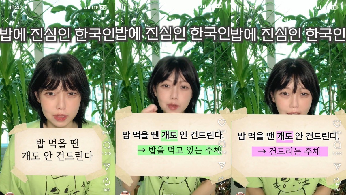 밥 먹을땐 개도 안 건드린다 속담 해석 공방 / 인스타그램 'mingzzi_119' 캡처
