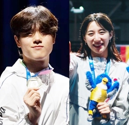 호남대 동문 박정호 선수(왼쪽)와 김정미 선수