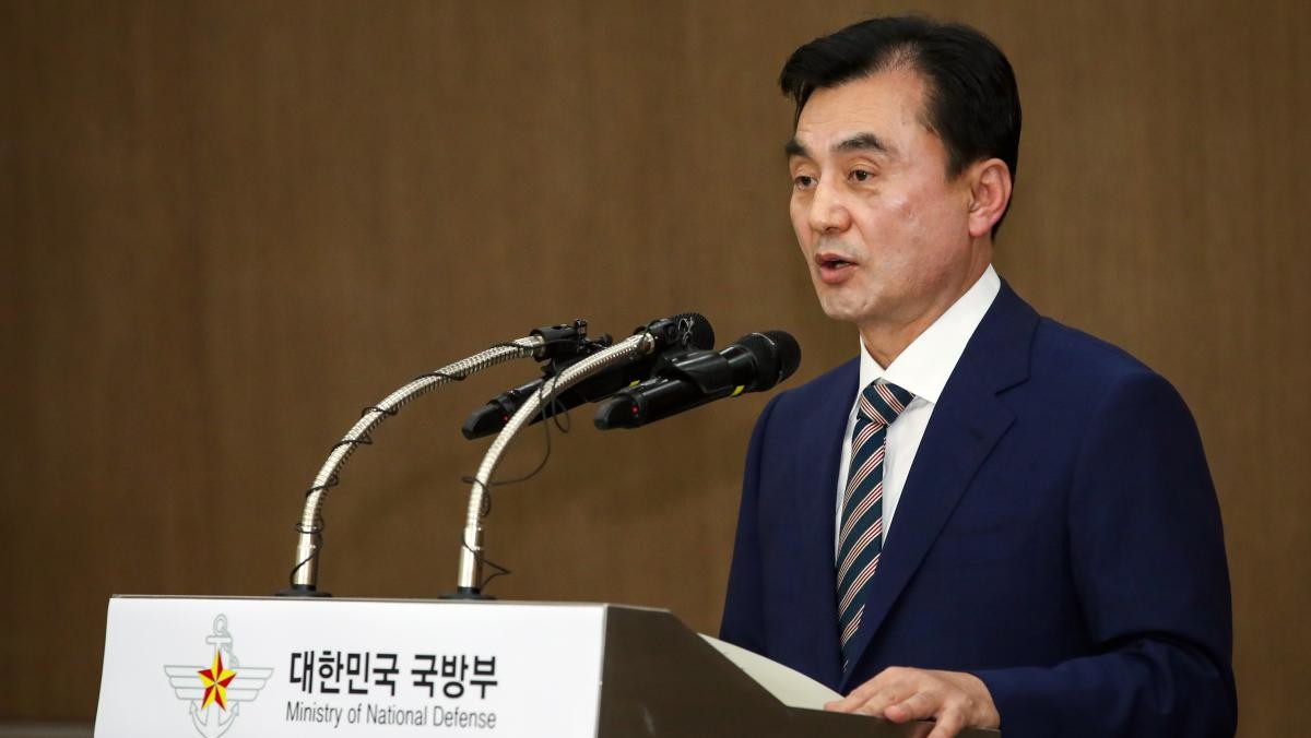 안규백 신임 국방부 장관이 지난 25일 서울 용산구 국방부 청사에서 열린 '제51대 국방부 장관 취임식'에서 취임사를 하고 있다. / 뉴스1