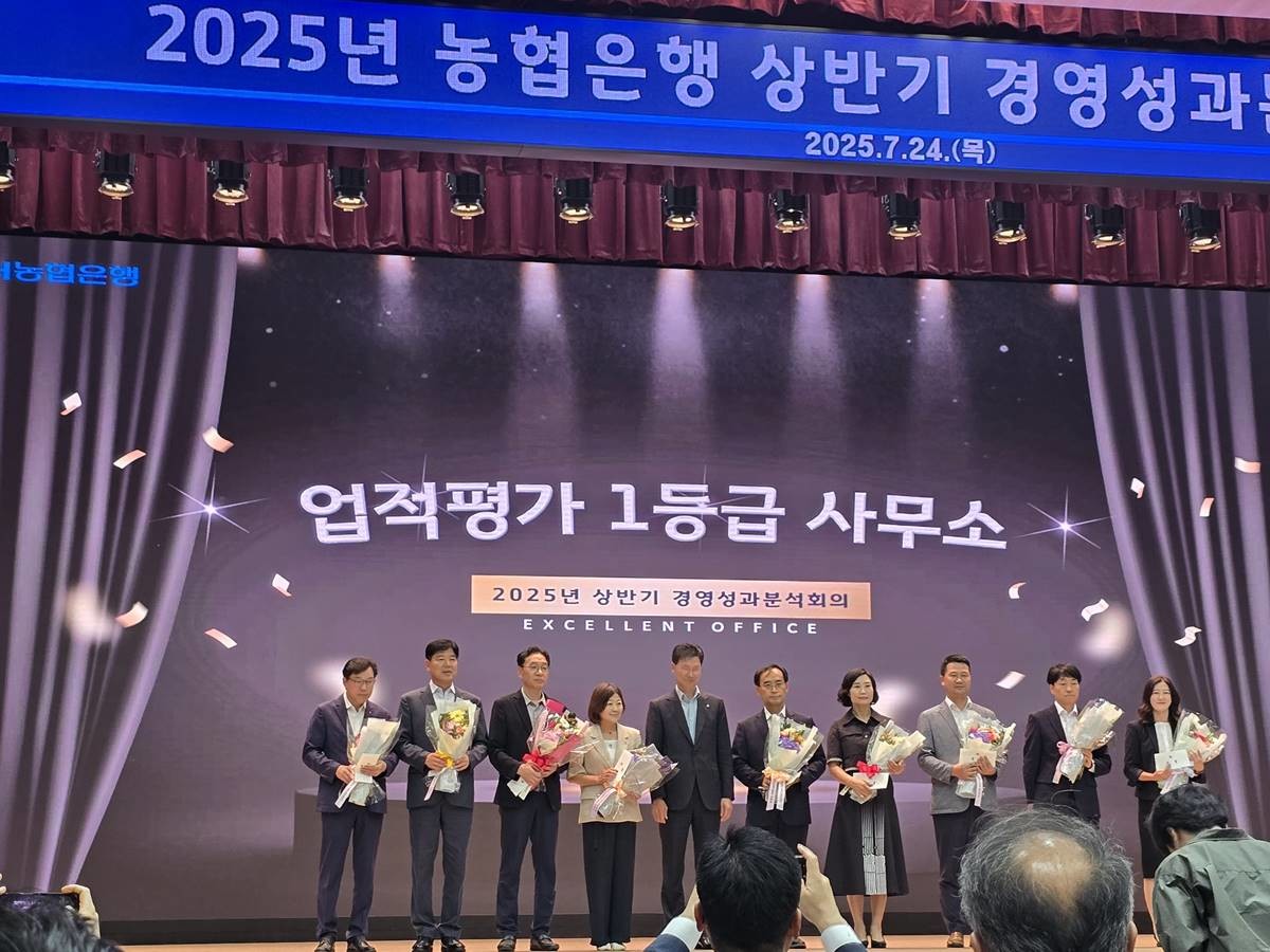 ‘NH농협은행 2025년 상반기 경영성과분석회의’ 시상 모습/영덕군지부