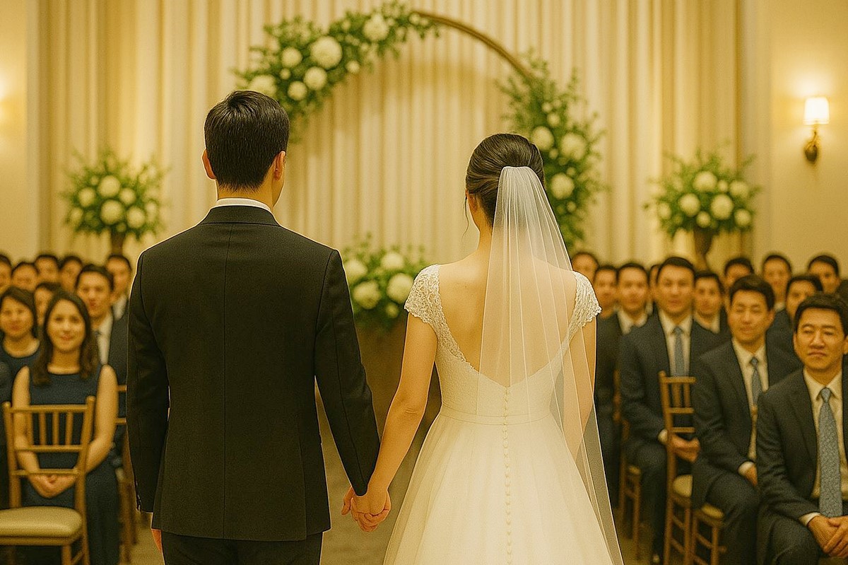 결혼식 모습. 기사 이해를 돕기 위해 AI를 활용해 제작한 이미지입니다. 실제 모습과 다소 차이가 있을 수 있습니다.