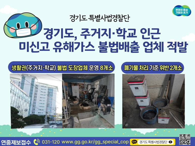 유해가스 불법배출 업체 적발. / 경기도특별사법경찰단