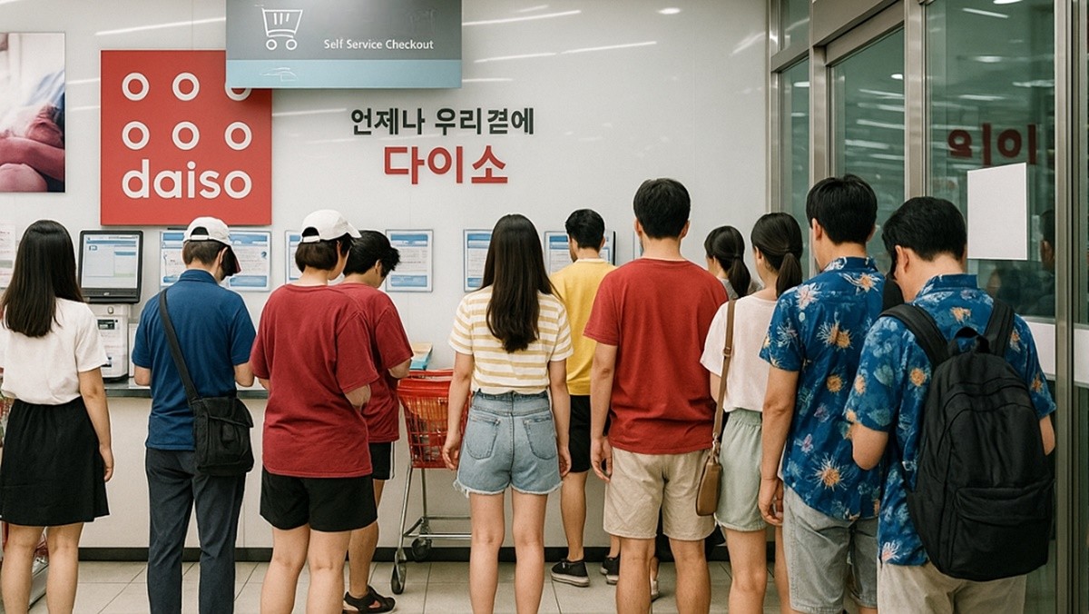 기사 이해를 돕기 위해 AI로 만든 다이소 매장 전경 사진