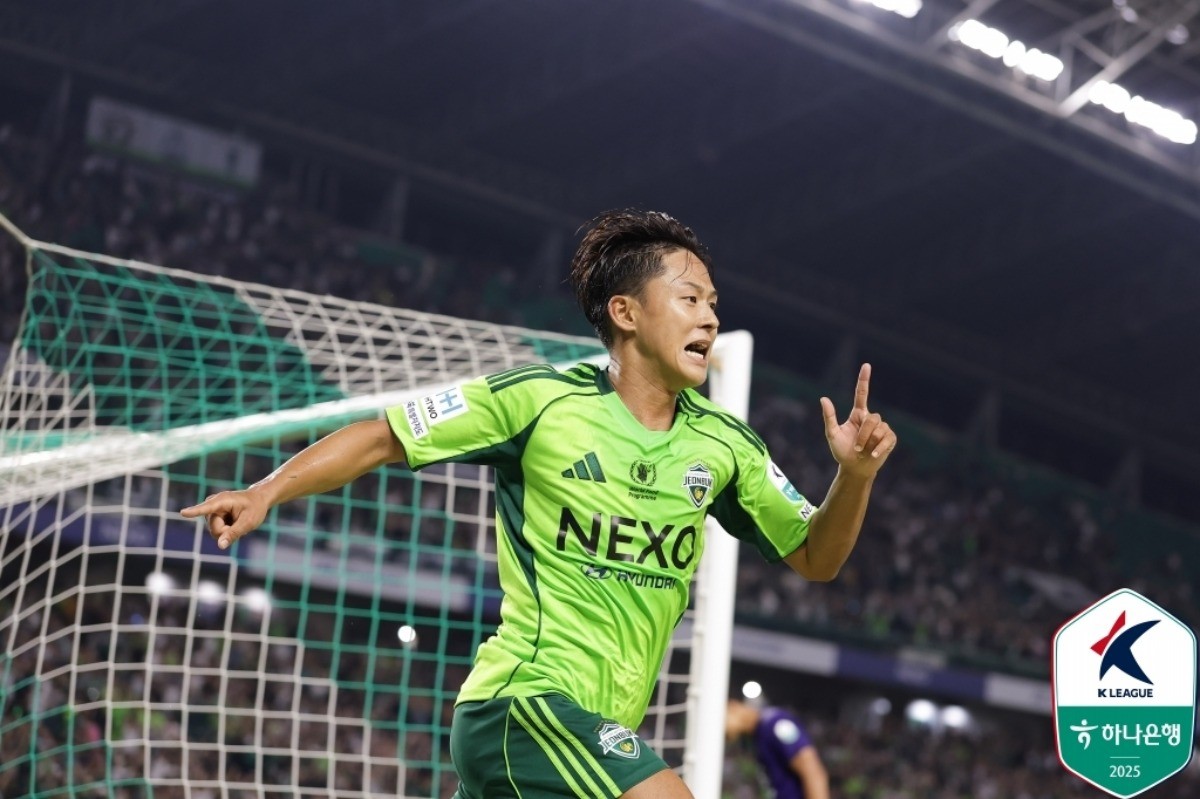 극장골을 터트리고 환호하는 전북 이승우 / 한국프로축구연맹 제공
