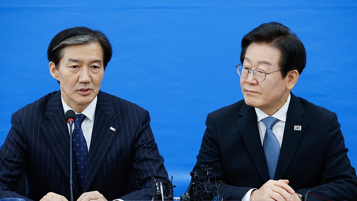 조국 전 조국혁신당 대표와 더불어민주당 대표 시절 이재명 대통령 모습 / 뉴스1