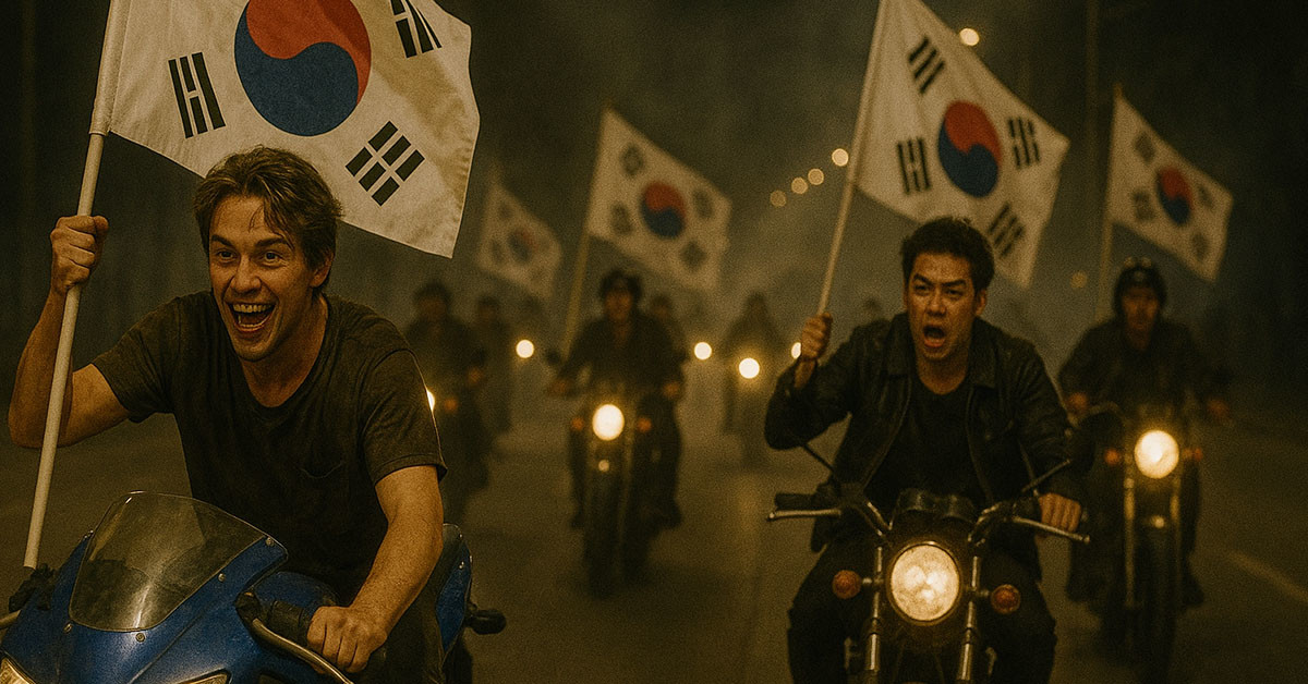생성형 AI로 제작한 광복절 폭주족 이미지.