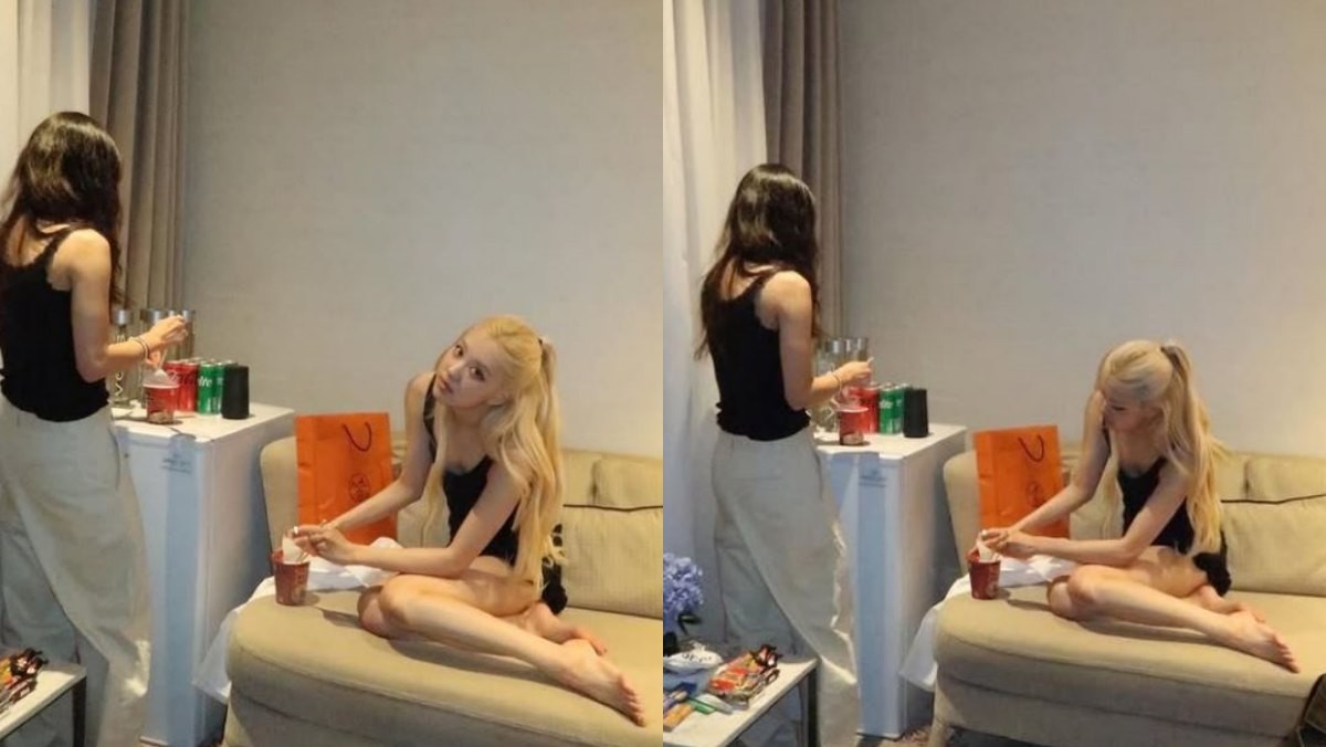 컵라면을 먹는 블랙핑크 멤버 로제의 모습. / 로제 인스타그램