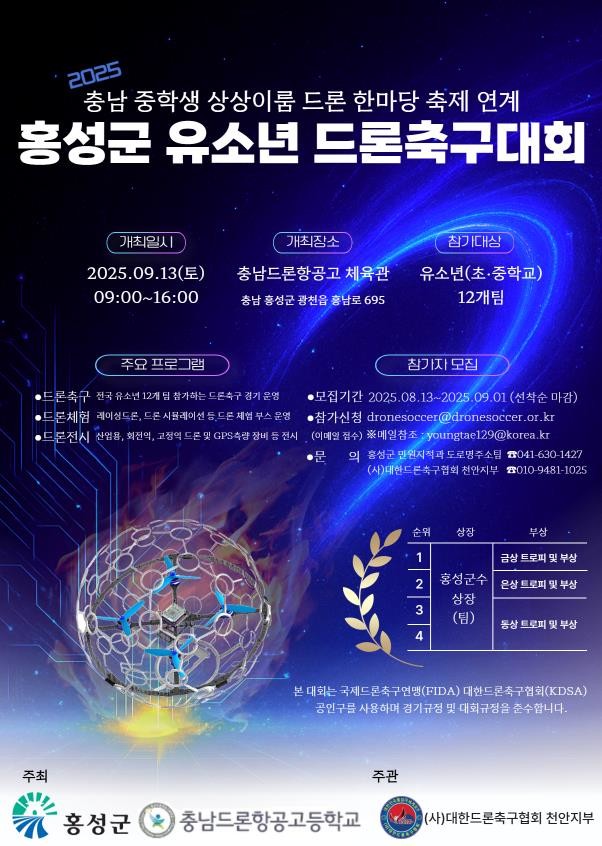 홍성군 유소년 드론축구대회 포스터 / 홍성군 제공