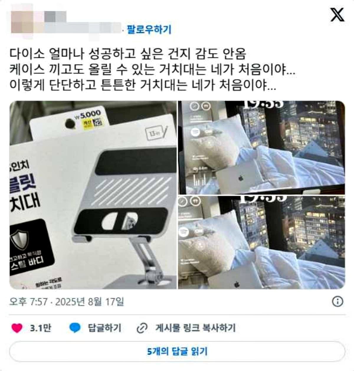 엑스(트위터) 등에서 화제 모은 다이소 제품. / 엑스