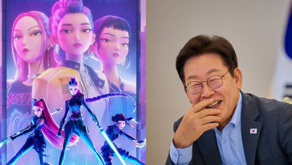 케이팝 데몬 헌터스 포스터 일부(좌), 이재명 대통령(우) / 넷플릭스, 뉴스1