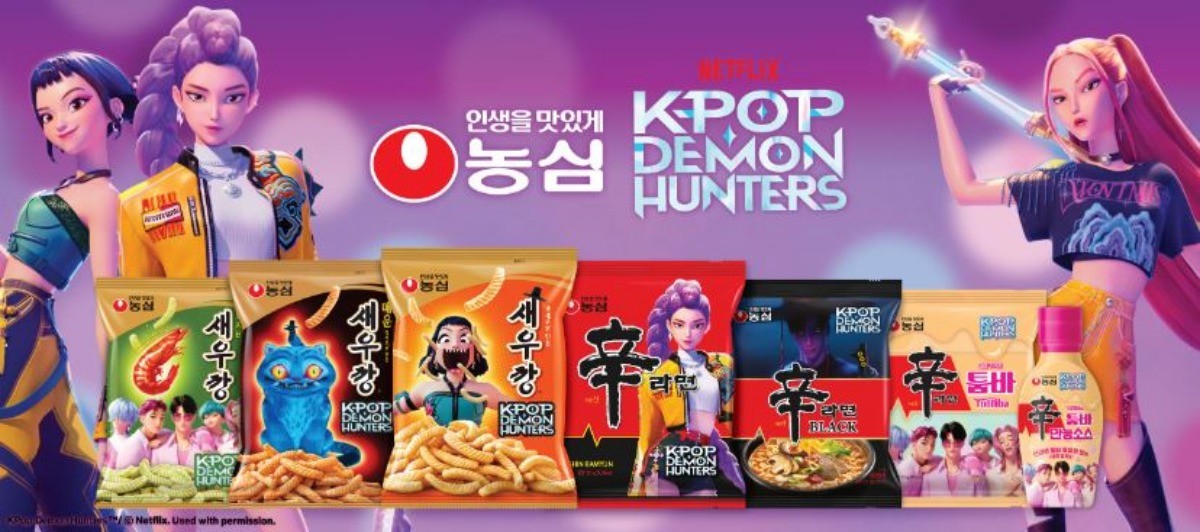 농심과 넷플릭스 애니메이션 영화 '케이팝 데몬 헌터스'가 협업해 출시한 농심 제품들의 모습. / 농심 제공