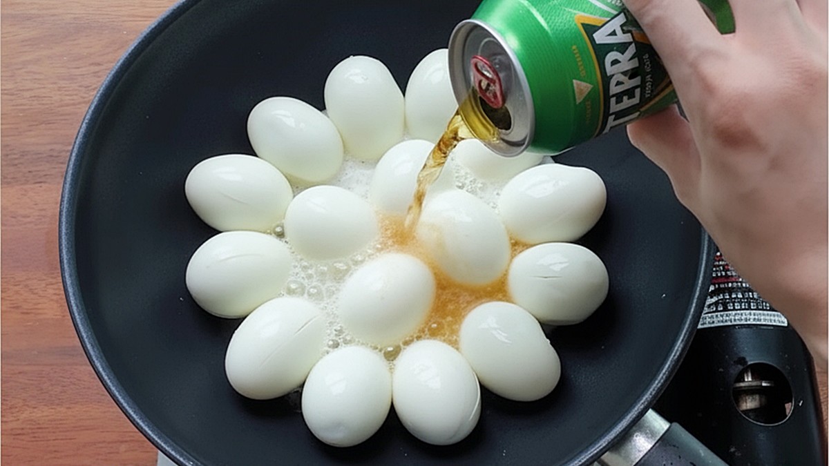 맥주 계란 조림 요리 과정 AI 이미지