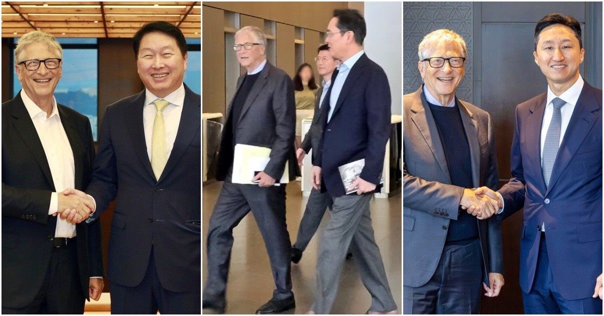 빌 게이츠와 최태원 SK그룹 회장(왼쪽 사진부터), 이재용 삼성전자 회장, 정기선 HD현대 수석부회장 / SK 수펙스추구협의회·삼성전자·HD현대 제공