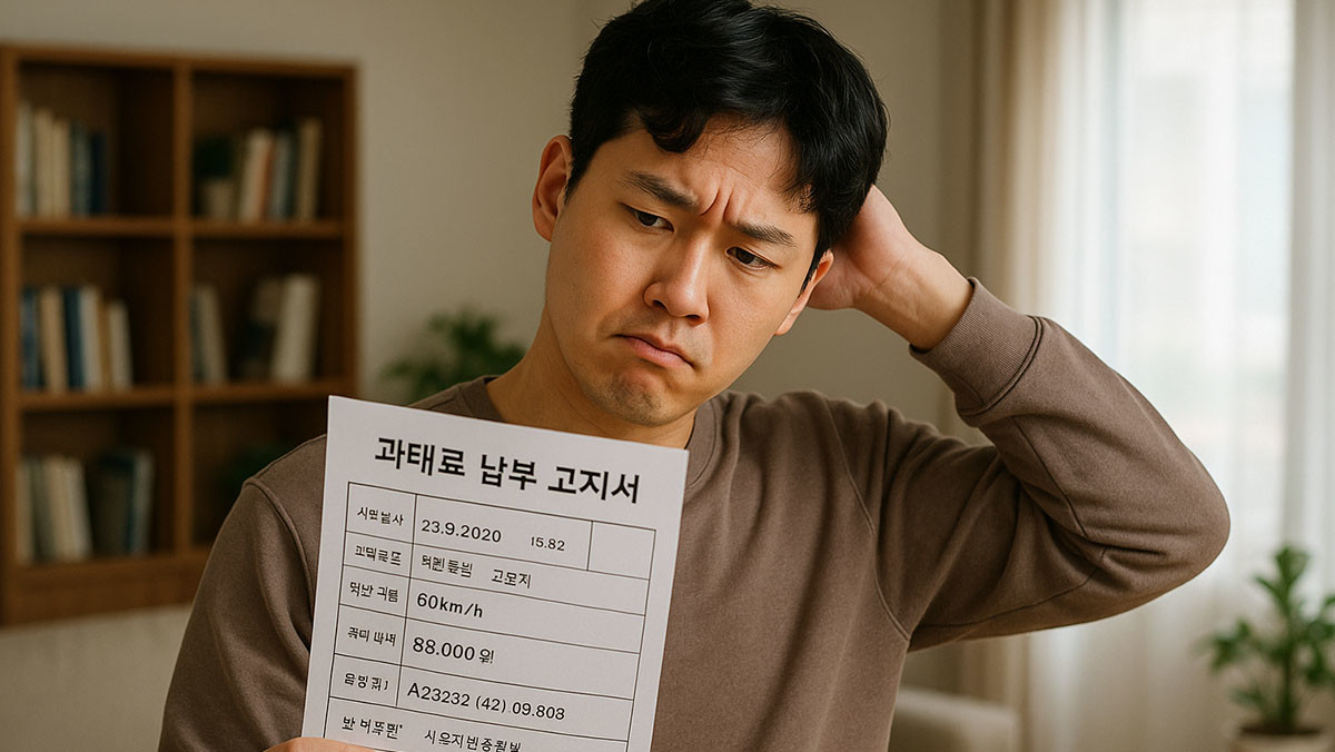 AI로 생성한 과태료 고지서를 받은 남성의 모습.