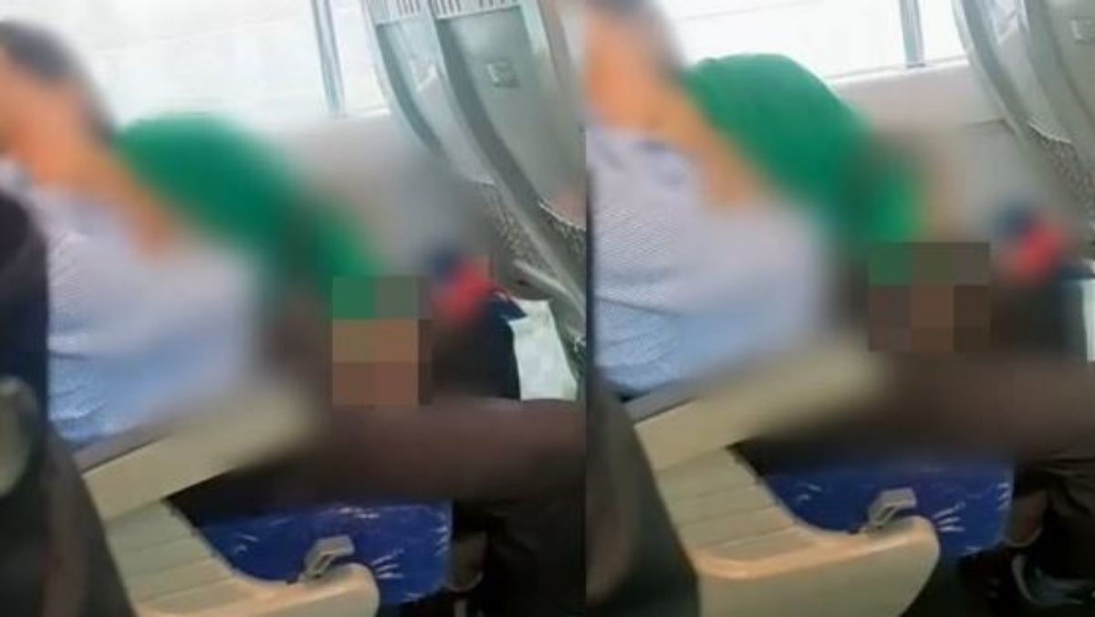 무궁화호 열차 안에서 수위 높은 애정행각을 하는 남녀 모습이 포착돼 비판이 쏟아졌다. / 인스타그램 보배드림