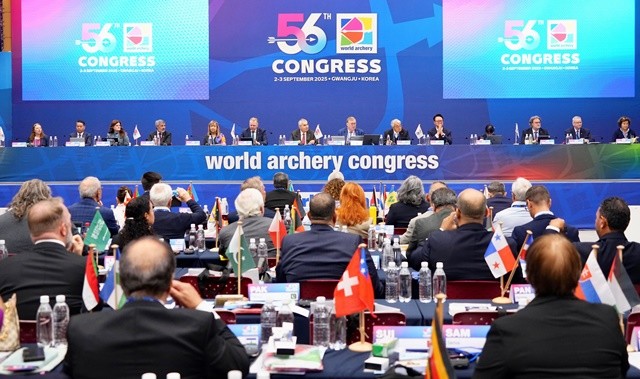 세계양궁연맹 총회가 전 세계 105개국 양궁 대표단이 참석한 가운데  2일 광주 김대중컨벤션센터에서 개막했다./광주광역시 제공