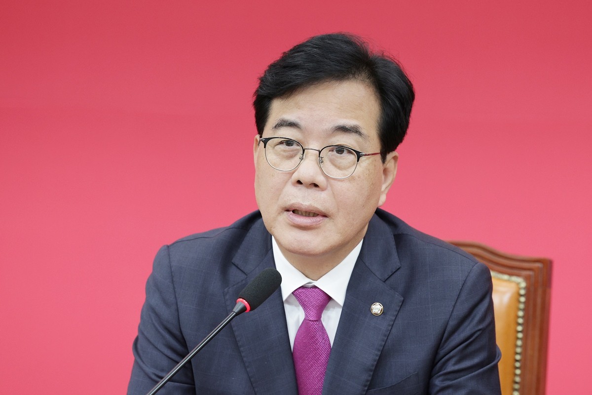 송언석 국민의힘 원내대표가 서울 여의도 국회에서 주요 현안 관련 긴급 기자간담회를 하고 있다. 자료 사진 / 뉴스1