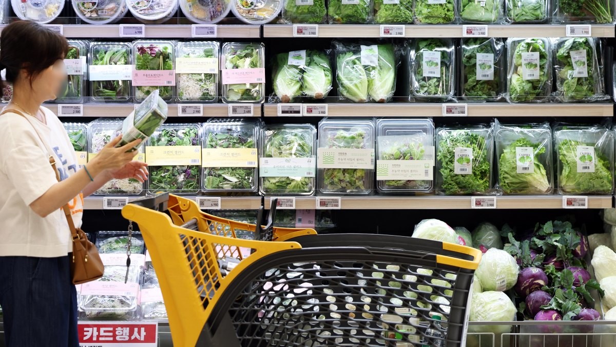 서울의 한 대형마트에서 고객들이 채소를 구매하는 모습. / 뉴스1