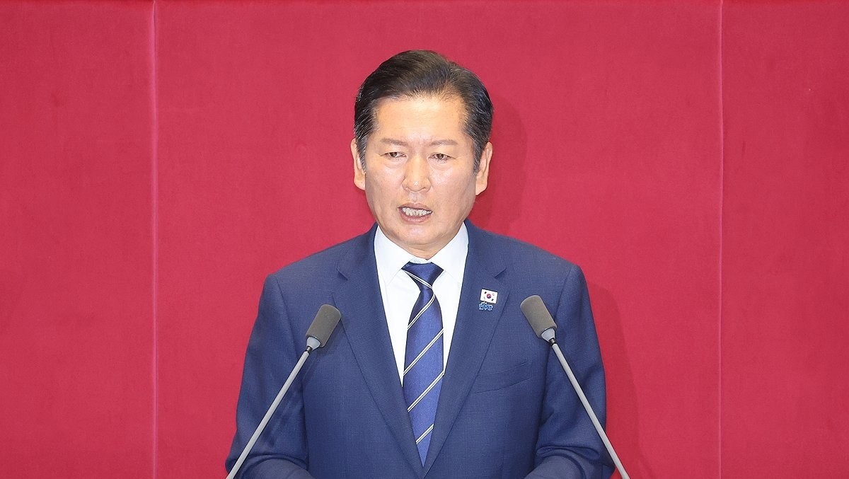 더불어민주당 정청래 대표가 9일 서울 여의도 국회 본회의에서 교섭단체 대표 연설을 하고 있다. / 연합뉴스
