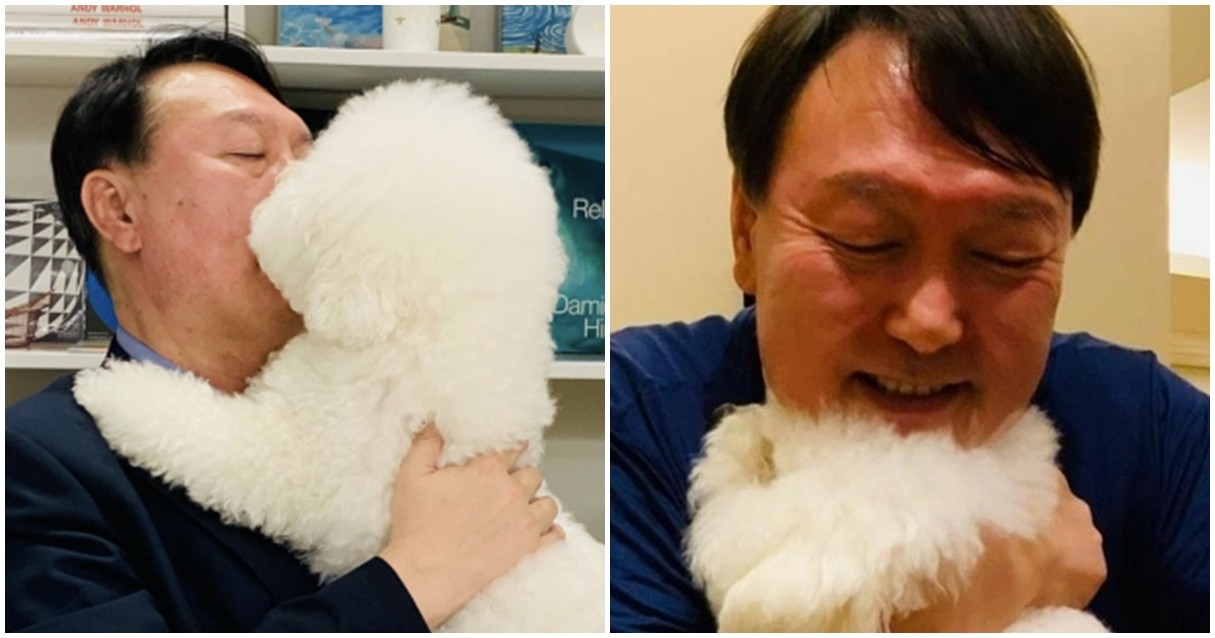 자신의 반려견 토리와 포옹하는 윤석열 전 대통령 / 윤 전 대통령 인스타그램