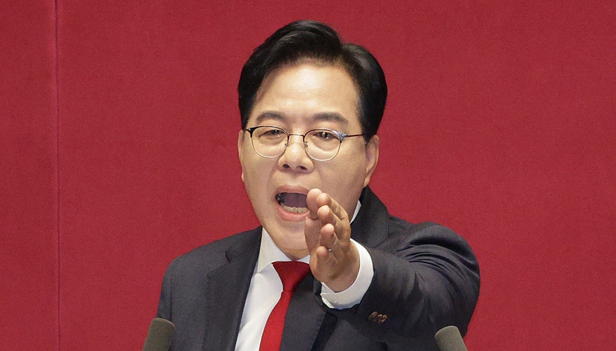 송언석 국민의힘 원내대표가 10일 서울 여의도 국회에서 열린 제429회국회(정기회) 제3차 본회의에서 교섭단체 대표연설을 하고 있다. / 뉴스1