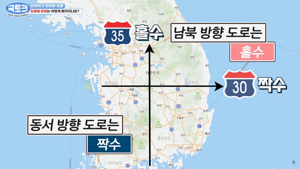 도로별 번호 부여 방식 / 유튜브 '국토교통부' 캡처