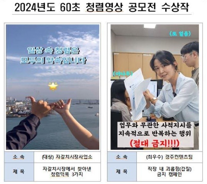 부산시설공단은 조직 내 청렴문화 확산을 위해 임직원을 대상으로 ‘60초 청렴 영상 공모전’을 실시한다. / 포스터제공=부산시설공단