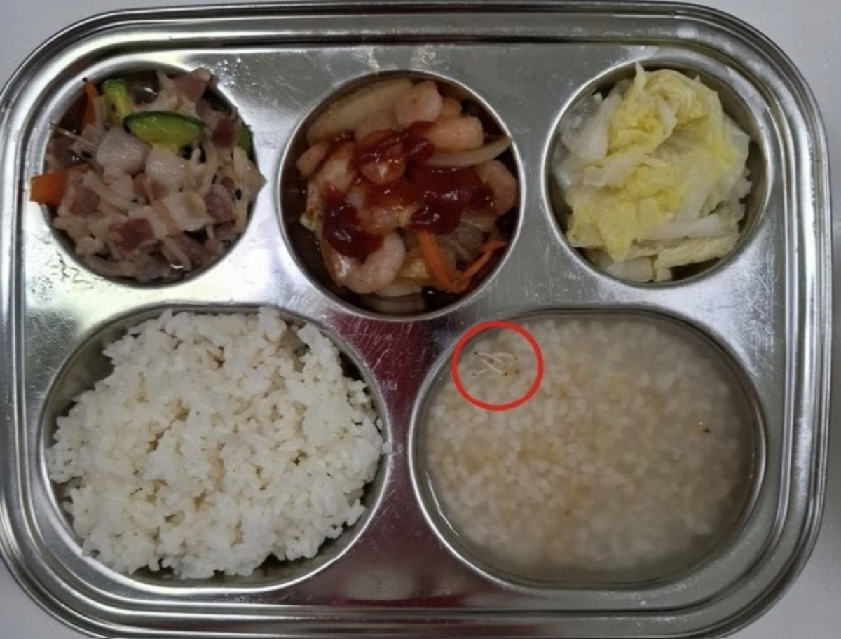 경기 평택 송탄 한 어린이집에서 나오는 급식에 유충이 발견됐다. / SNS 캡처