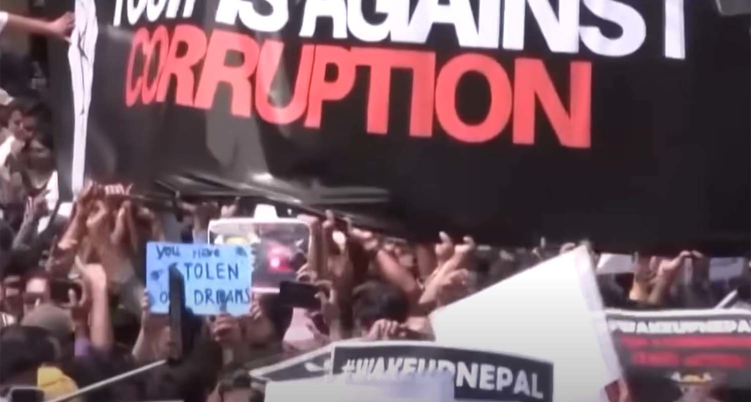 네팔 반정부 시위 모습. / '센서스튜디오' 유튜브