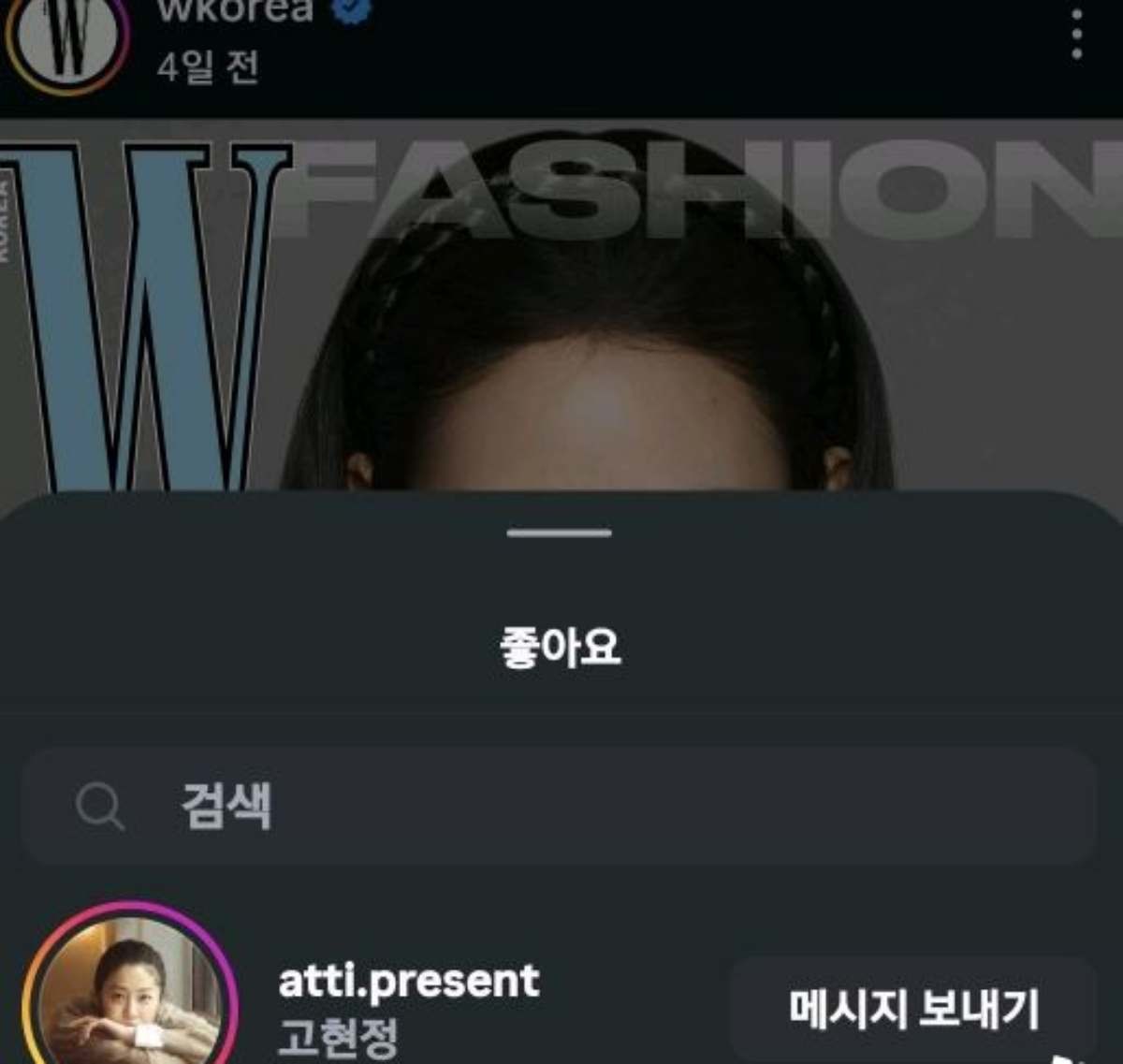 애니 관련 사진에 좋아요를 누른 배우 고현정 / SNS 캡처
