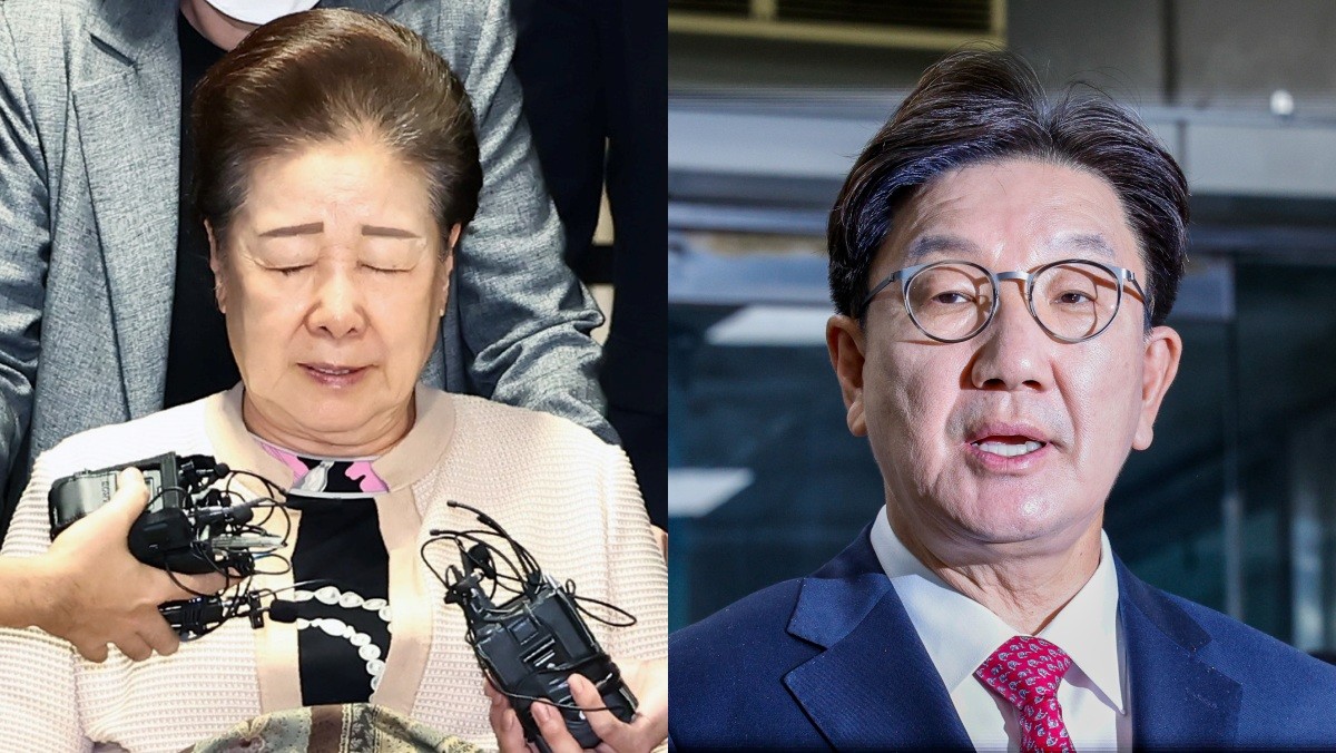 불법 정치 자금 제공 혐의를 받는 한학자 통일교 총재,권성동 국민의힘 의원 / 뉴스1
