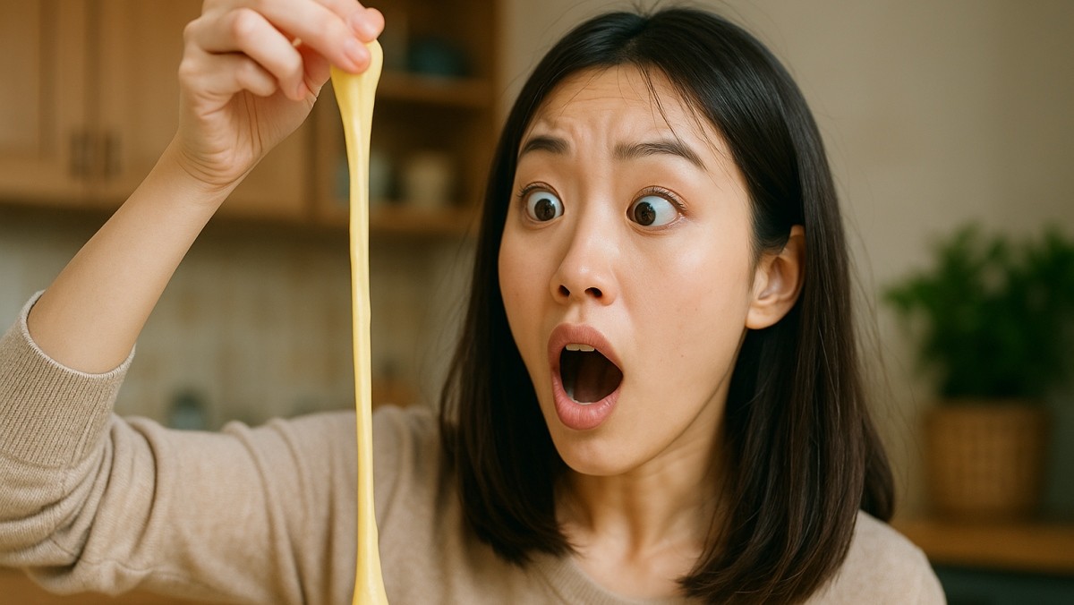 치즈가 늘어나는 모습을 표현하고 있는 AI 이미지.