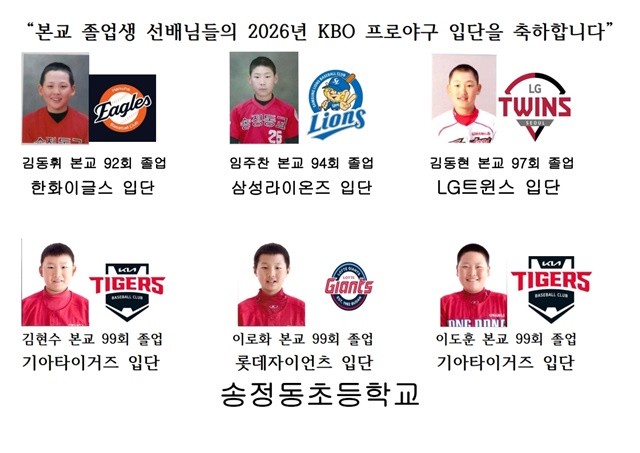 2026년 KBO 프로야구 입단 명단 - 송정동초 시절