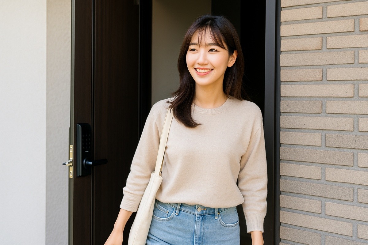 AI 모델이 도어락을 열고 집을 나서고 있다. 기사의 이해를 돕기 위한 AI 생성 이미지