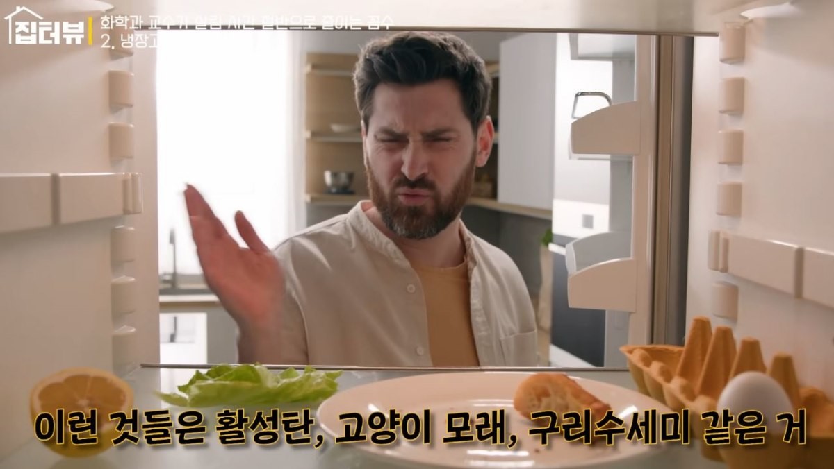 유튜브 채널 집터뷰에서 소개한 냉장고 냄새 제거법 관련 이미지. / 유튜브 '집터뷰'