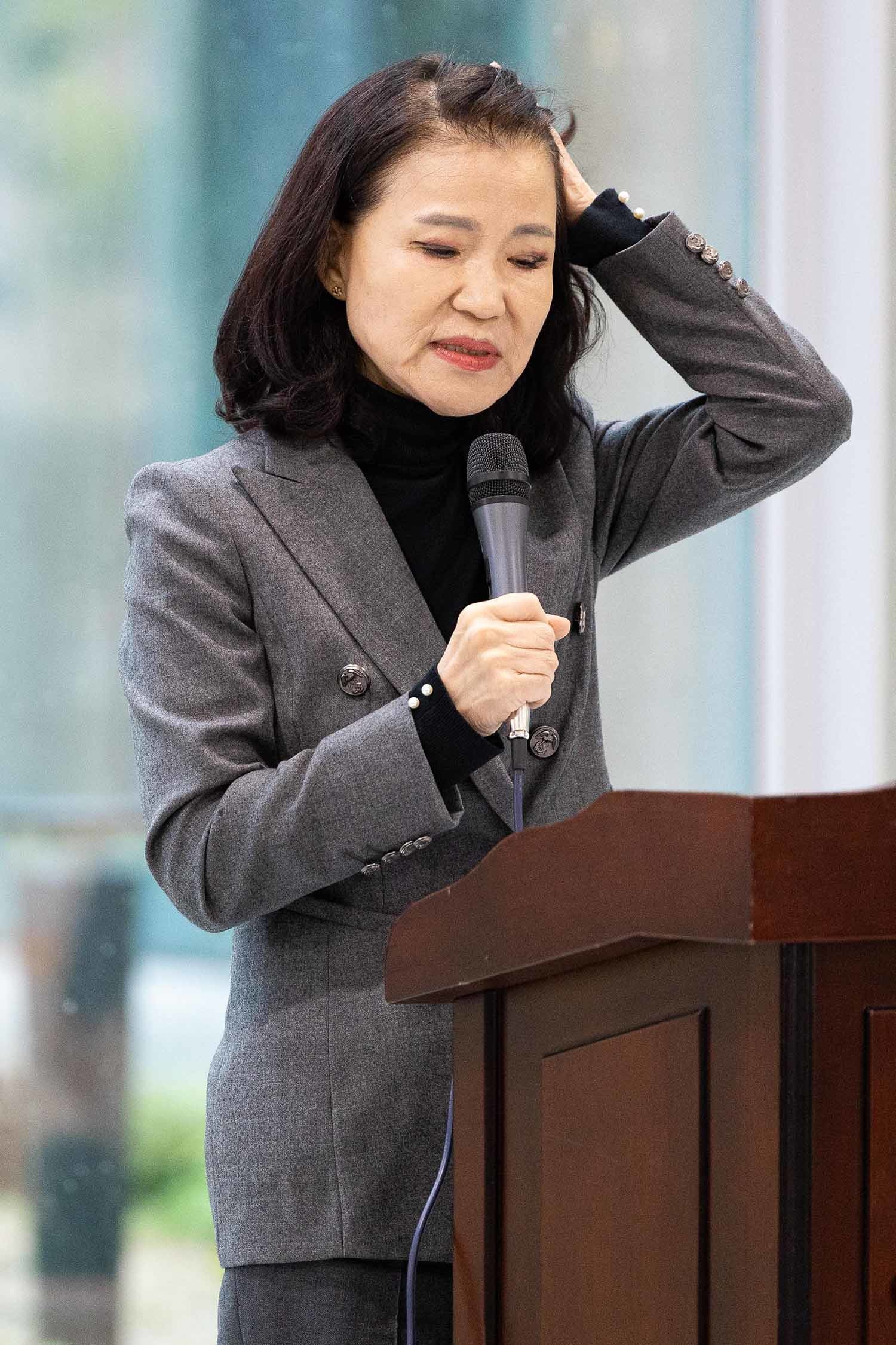 이진숙 방송통신위원장이 28일 서울 여의도 국회 소통관에서 기자회견을 열고 방송미디어통신위원회 설치법 통과에 따른 입장을 밝히고 있다. / 뉴스1