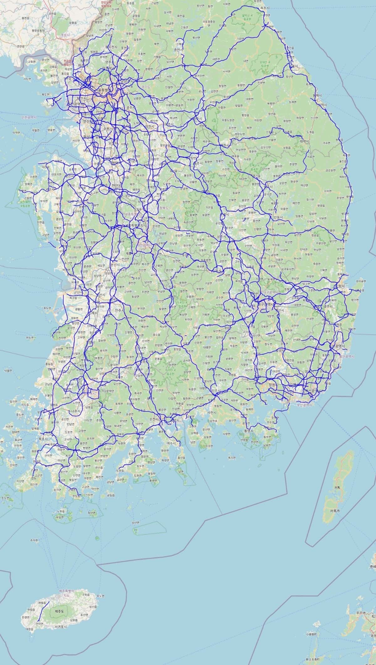 파란색으로 표시한 구간이 슈퍼크루즈를 사용할 수 있는 도로다. / GM 한국사업장