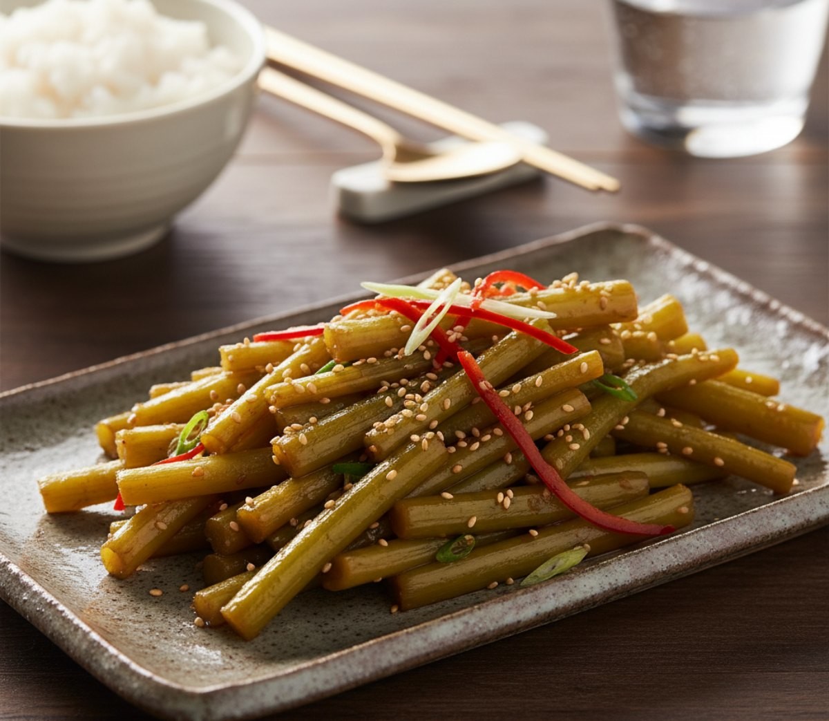 머위대나물. 기사를 바탕으로 AI가 생성한 자료사진. (실제와 차이가 있을 수 있음을 알립니다.)