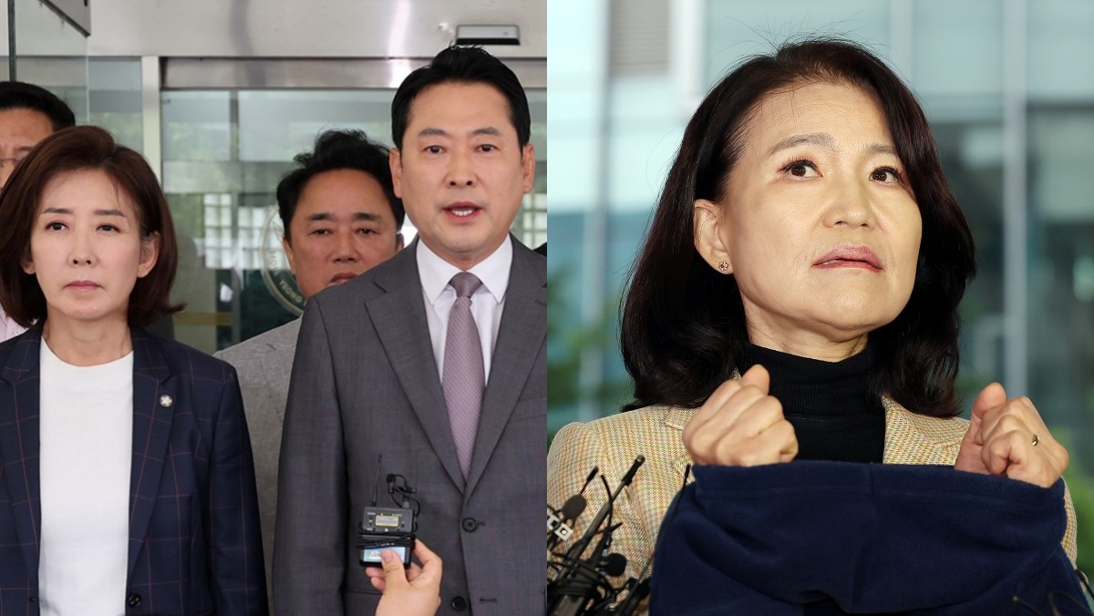 3일 이진숙 전 방통위원장 체포와 관련해 영등포경찰서를 항의 방문한 국민의힘 지도부, 이진숙 전 방송통신위원장 / 뉴스1