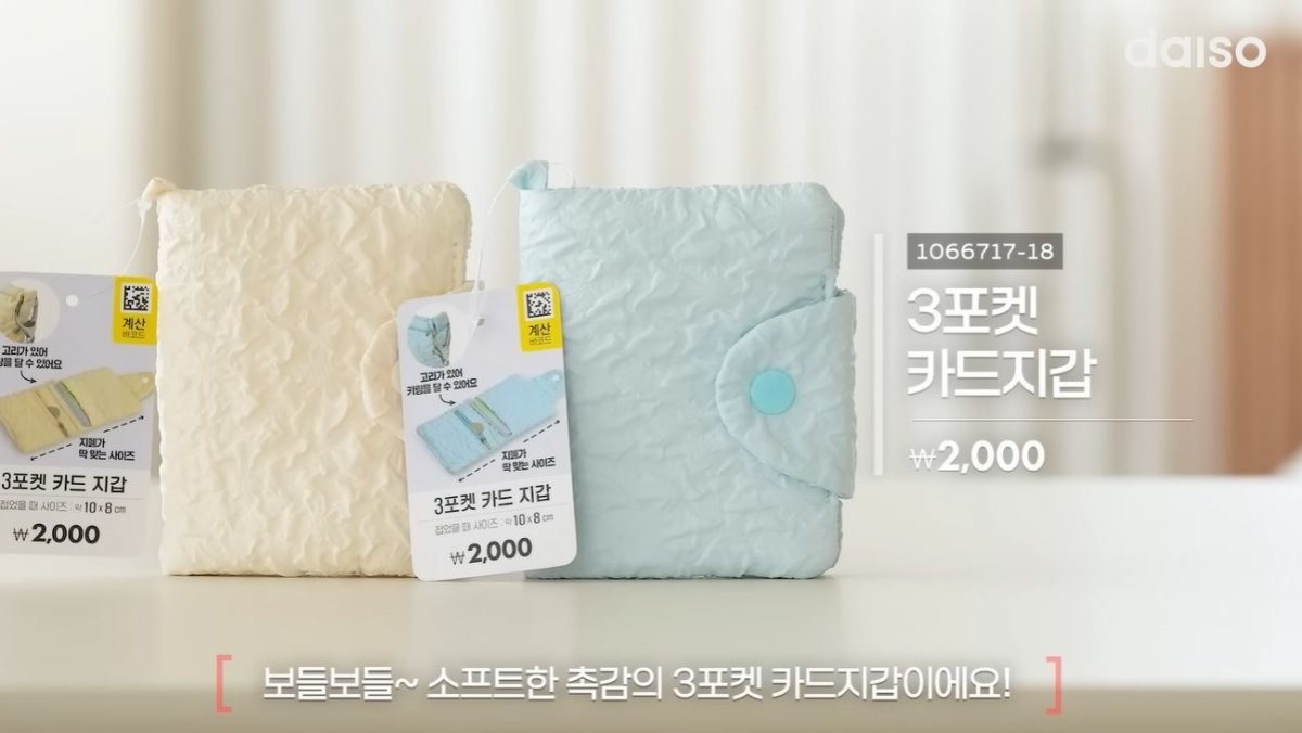 다이소에서 새롭게 출시된 '3포켓 카드지갑'. / 유튜브 '다이소'
