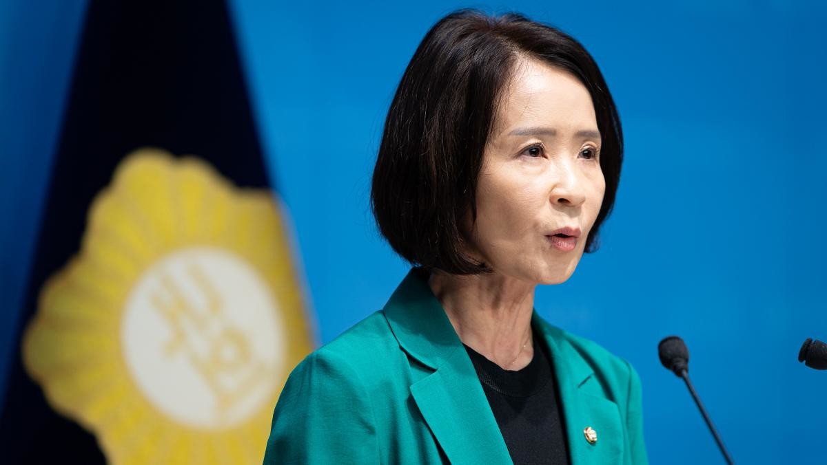 최수진 국민의힘 원내수석대변인이 지난달 19일 서울 여의도 국회 소통관에서 논평하고 있다.  / 뉴스1
